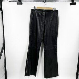 ✅ LILLIE RUBIN BLACK LEATHER PANTS WITH BRAIDED DETAIL SIZE‎ 8